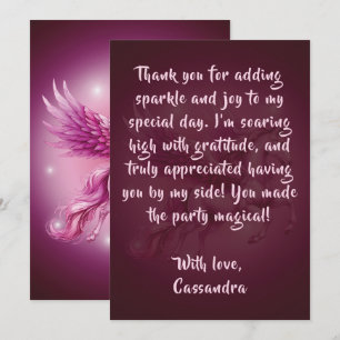 Birthday Pink Pegasus Fantasy Design Thank You Card
