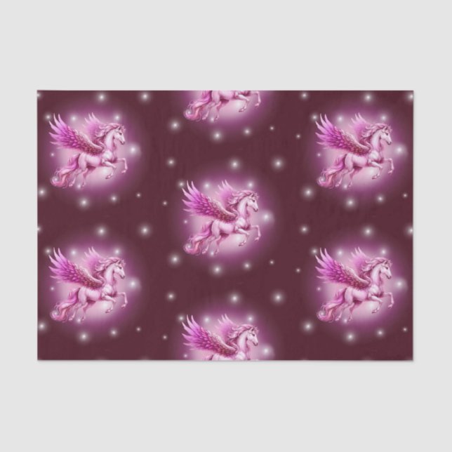 Birthday Pink Pegasus Fantasy Design Tissue Paper (Front)