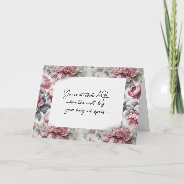 Birthday Pink Peony Humor Card (Front)