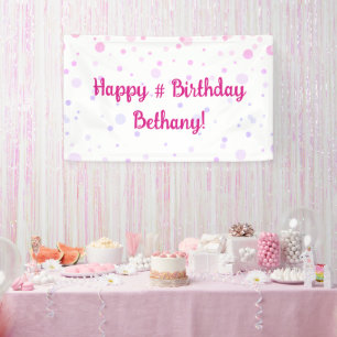 Birthday Pink Purple Confetti Dots Personalized Banner