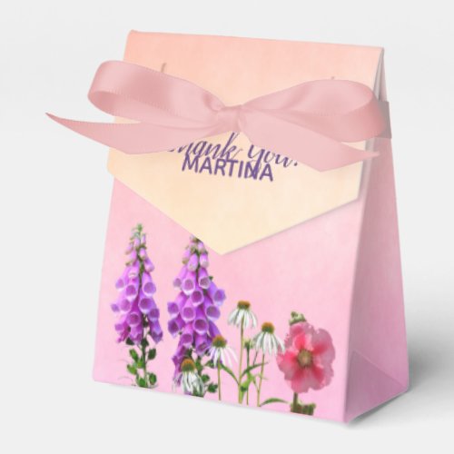 Birthday pink purple florals thank you monogram favor boxes
