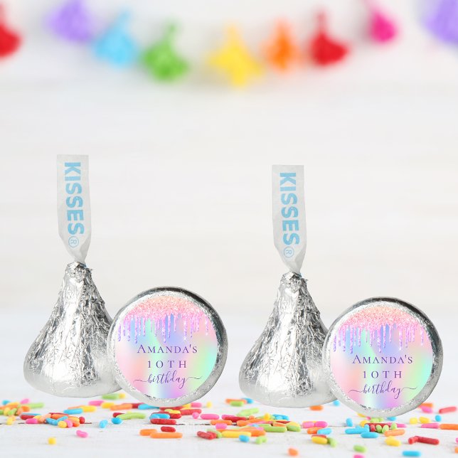 Birthday pink purple glitter holographic name hershey®'s kisses® (Creator Uploaded)