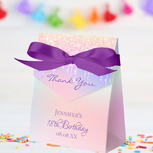 Birthday pink purple holographic favor boxes