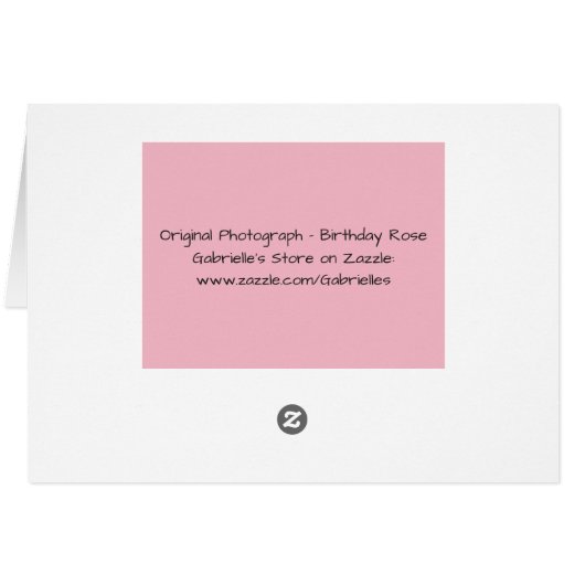 Birthday Pink Rose Card (Back Horizontal)