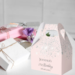 Birthday pink rose gold glitter silver thank you  favor boxes