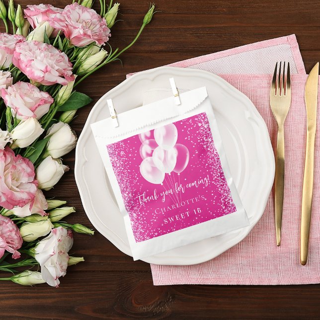 Birthday pink white balloons party favor bag (Creator Uploaded)