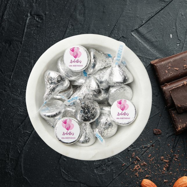 Birthday pink white balloons party girl hershey®'s kisses® (Creator Uploaded)