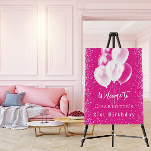 Birthday pink white balloons welcome foam board