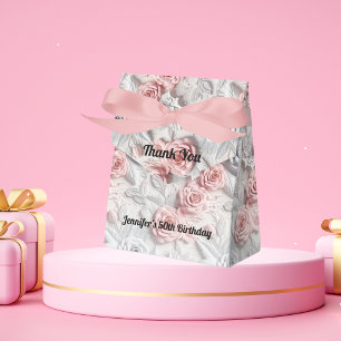 Birthday pink white flowers favor boxes