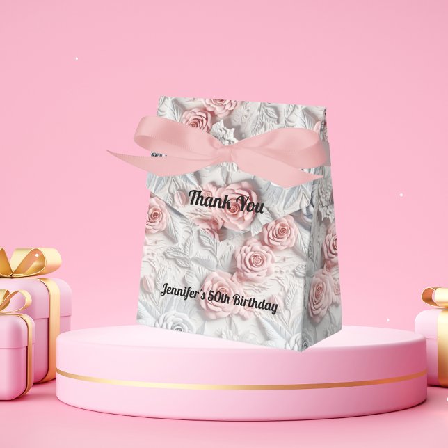 Birthday pink white flowers favor boxes (Creator Uploaded)