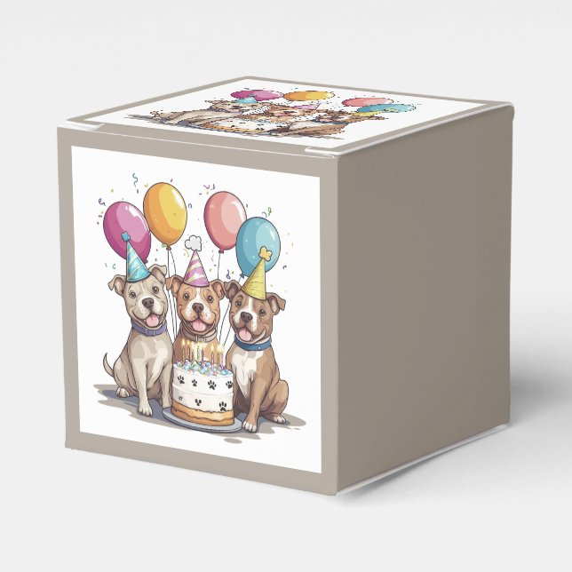 Birthday Pit Bull Dogs Favor Boxes (Front Side)