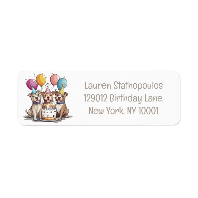 Birthday Pit Bull Dogs Label (Front)