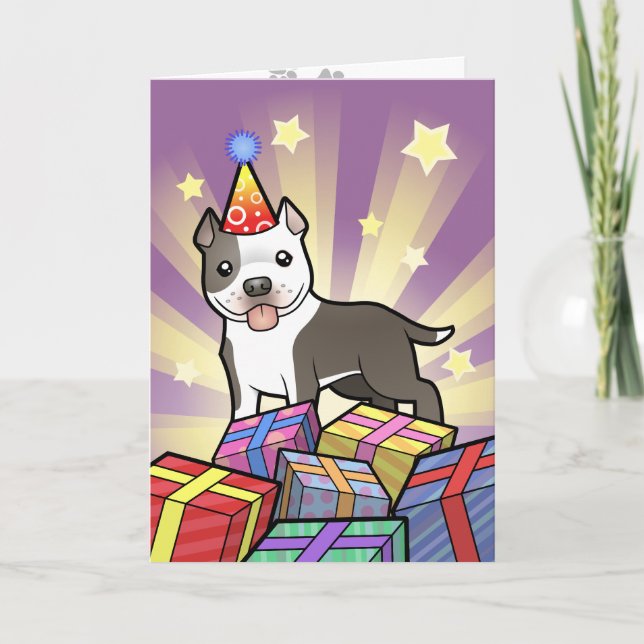 Birthday Pitbull / American Staffordshire Terrier Card (Front)