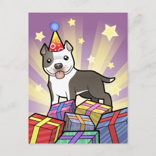 Birthday Pitbull / American Staffordshire Terrier Postcard