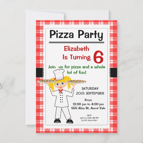 Birthday Pizza Party Invitation