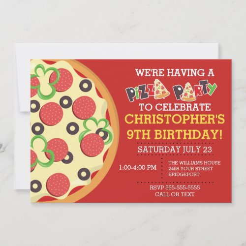 Birthday Pizza Party Invite