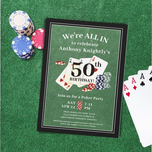 Birthday Poker Card Party Any Age