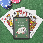 Birthday Poker Casino Party Personalized Poker Cards<br><div class="desc">Personalized poker party or casino themed birthday playing cards with your custom text. The design features playing cards, poker chips and card table green felt. The sample suggests WE'RE ALL IN TO CELEBRATE NAME'S AGE BIRTHDAY. Changes can be made in EDIT. ASSISTANCE: For help with design modification/personalization, color change, transferring...</div>