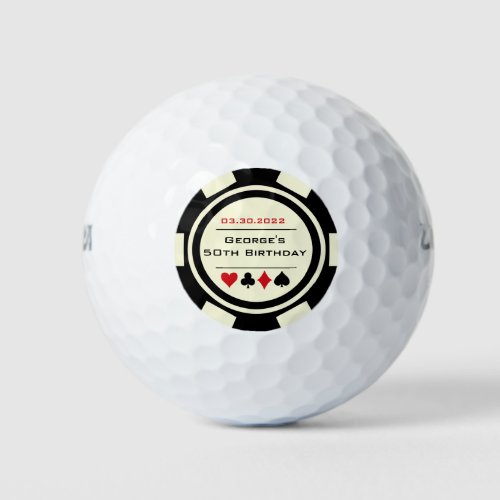 Birthday Poker Chip Las Vegas Theme Red Black Golf Balls