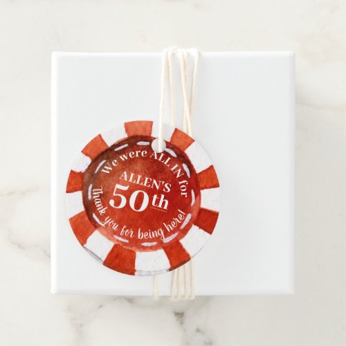 Birthday Poker Chip Thank You Favor Tags