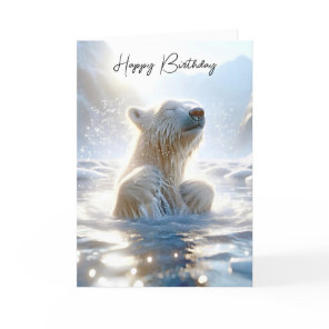 Birthday Polar Bear In Arctic Water Card