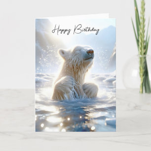 Birthday Polar Bear In Arctic Water Card