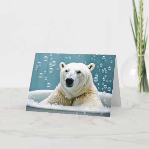 Birthday Polar Bear In Bubble Bath Card