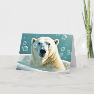 Birthday Polar Bear In Bubble Bath Card