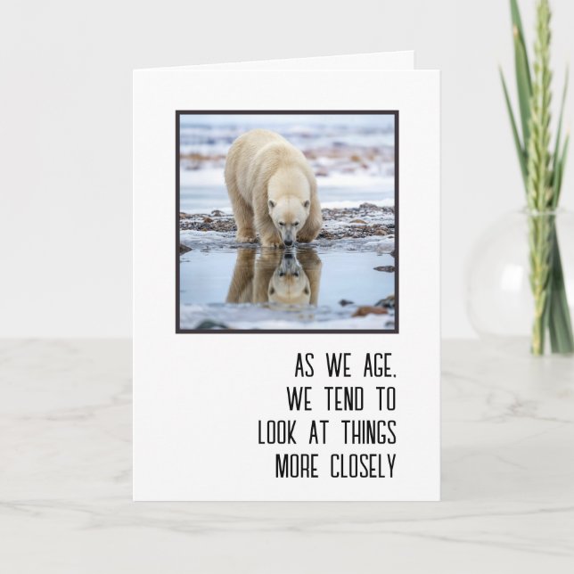 Birthday Polar Bear Looking at its Reflection Card (Front)