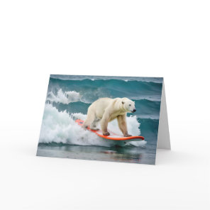 Birthday Polar Bear On A Surfboard Card