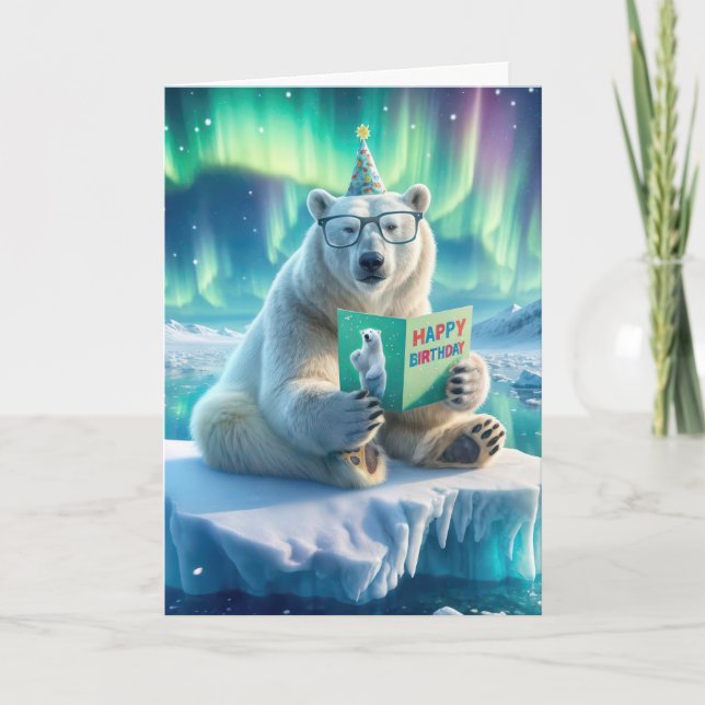 Birthday Polar Bear On an Iceberg Card (Front)