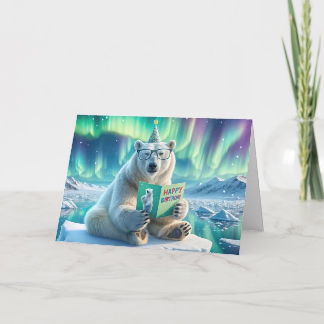 Birthday Polar Bear On an Iceberg Card (Front)