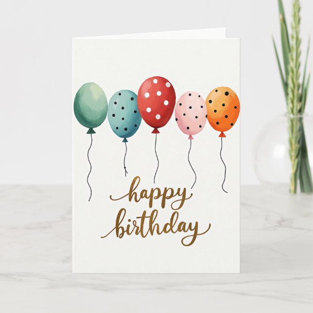 Birthday Polka Dot Balloon Card (Front)