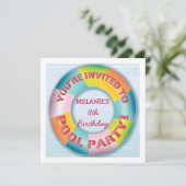Birthday Pool Party Colorful Fun Float Invitation (Standing Front)