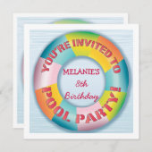 Birthday Pool Party Colorful Fun Float Invitation (Front/Back)