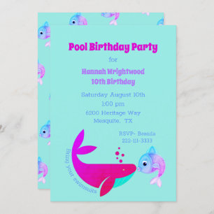 Birthday Pool Party Colorful Invitation