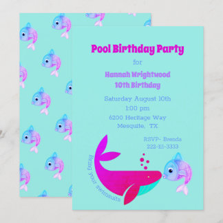 Birthday Pool Party Colorful Invitation