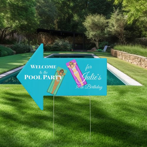 Birthday Pool Party Directional Sign