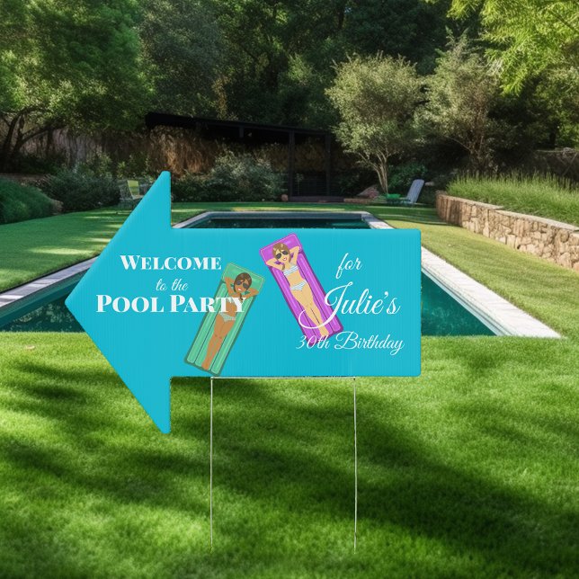 Birthday Pool Party Directional Sign (Creator Uploaded)