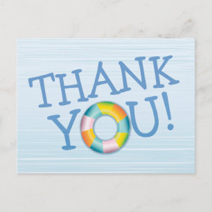 Birthday Pool Party Float Thank You Postcard