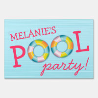 Birthday Pool Party Float Yard Sign