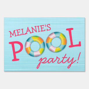 Birthday Pool Party Float Yard Sign
