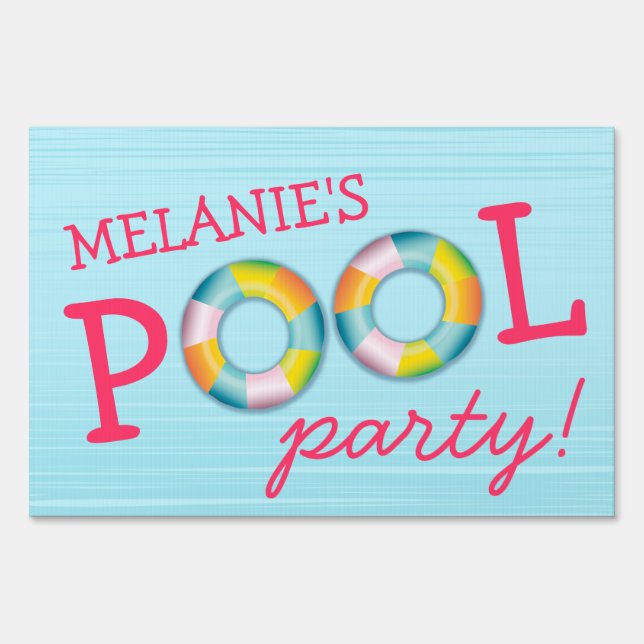 Birthday Pool Party Float Yard Sign (Back)