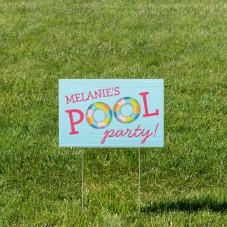 Birthday Pool Party Float Yard Sign