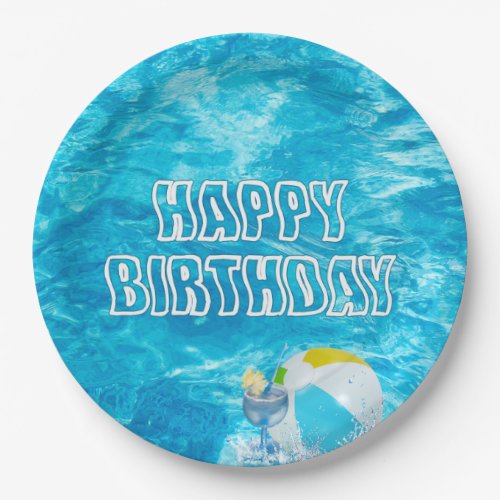 Birthday Pool Party Fun Paper Plate