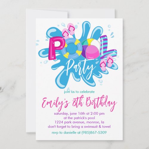 Birthday Pool Party Invitation