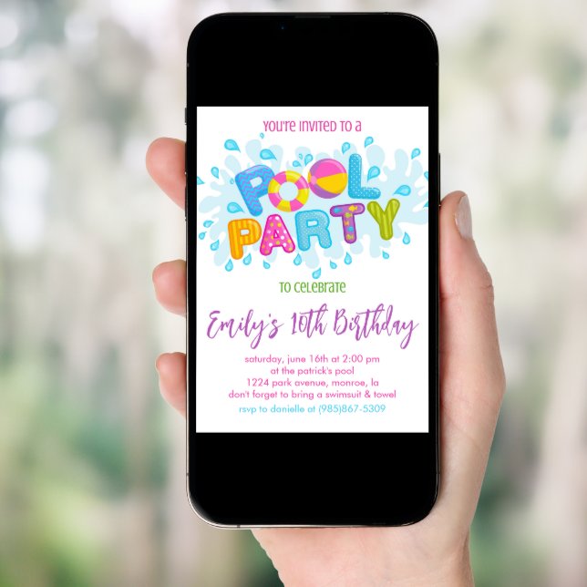 Birthday Pool Party Invitation (Front Digital)