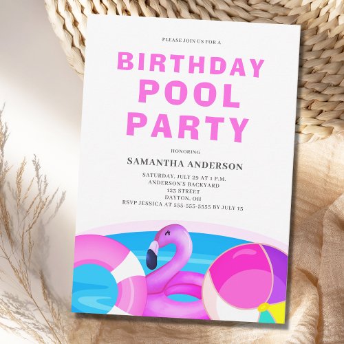 Birthday Pool Party Invitation