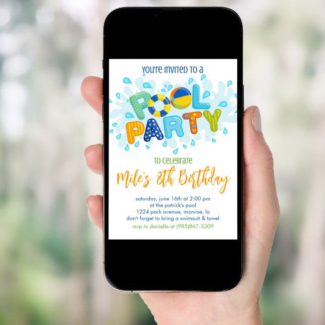 Birthday Pool Party Invitation (Front Digital)