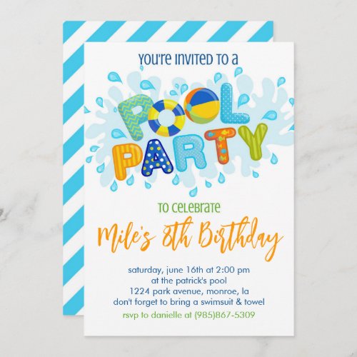 Birthday Pool Party Invitation